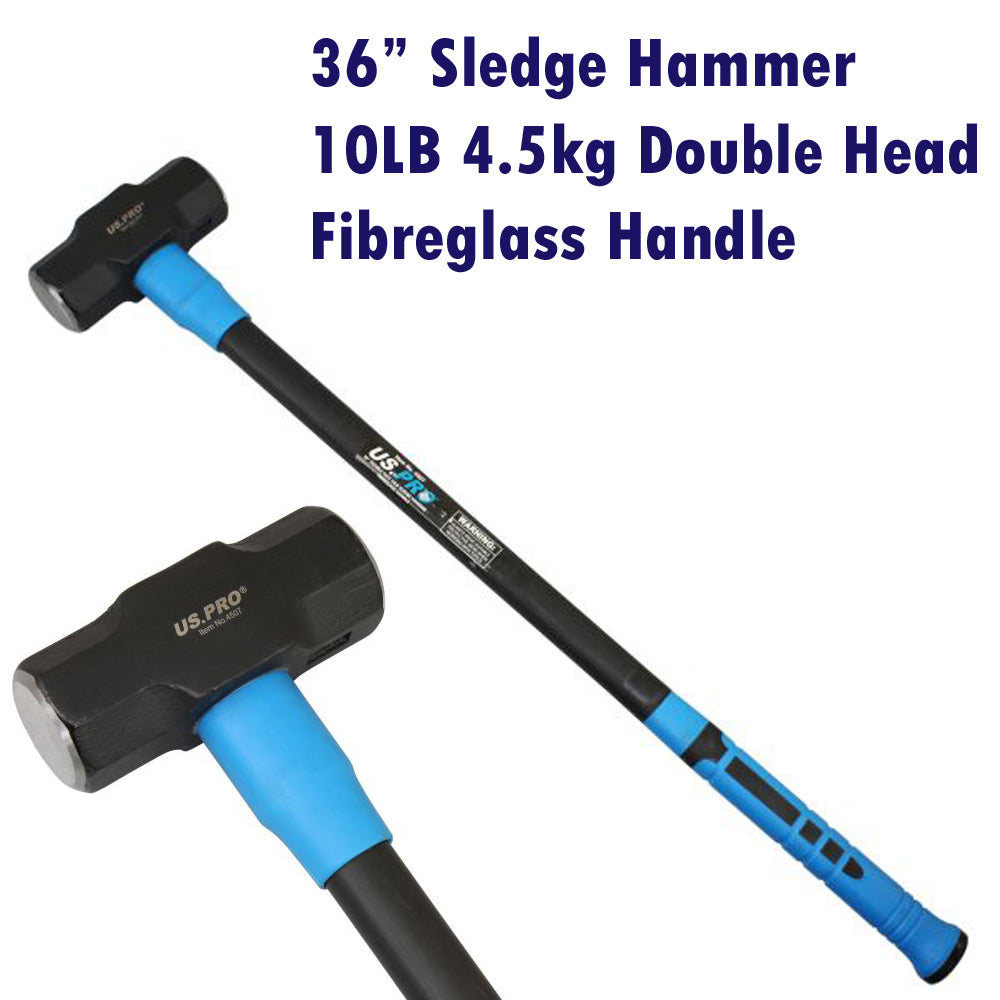 US Pro 10lbs 3ft Sledge Hammer 4.5kg Fibreglass Handle 36 inch