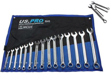 US Pro 14pc METRIC COMBINATION SPANNER SET 6mm to 26mm wrench in roll