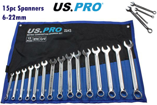 US Pro 14pc METRIC COMBINATION SPANNER SET 6mm to 26mm wrench in roll