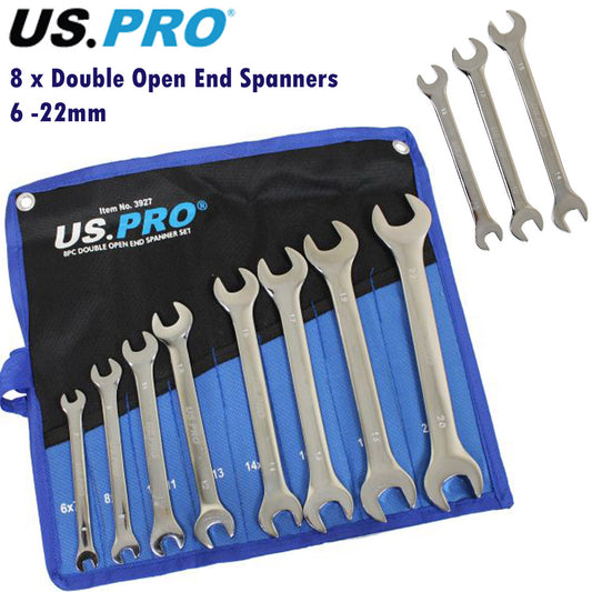 US PRO 8pc Double Open End Spanner Wrench Set Spanners 6 - 22mm