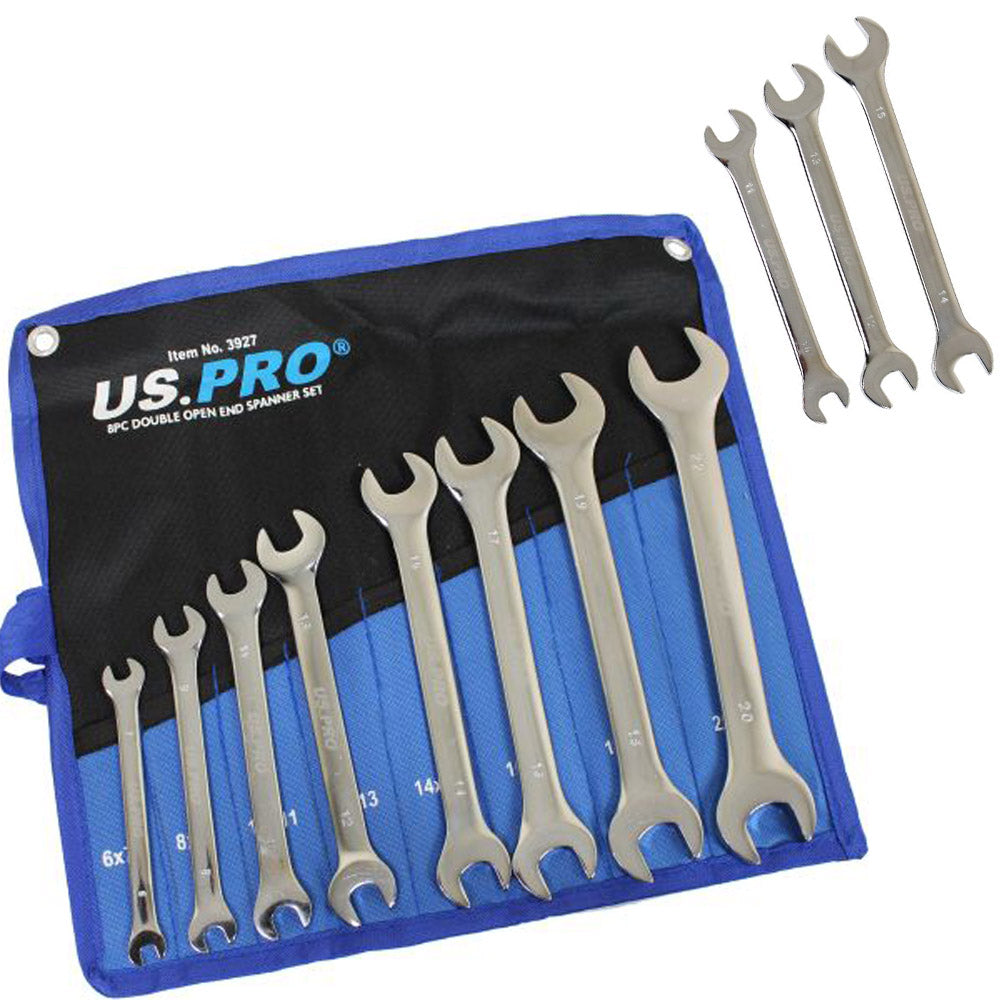US PRO 8pc Double Open End Spanner Wrench Set Spanners 6 - 22mm