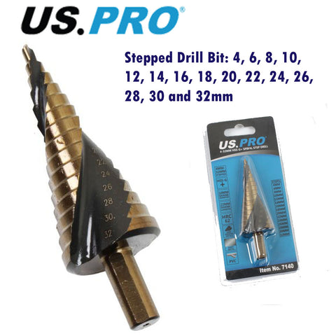 US Pro Spiral Step Drill Hss-G  Split Point 4-32mm