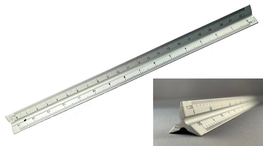 30cm SCALE RULER SOLID ALUMINIUM 1:20 1:25 1:50 1:75 1:100 1:125 Drawing Engineer