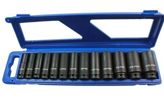 US PRO 13pc 1/2''dr Deep Impact Sockets Metric 13-32mm 6 point B1397