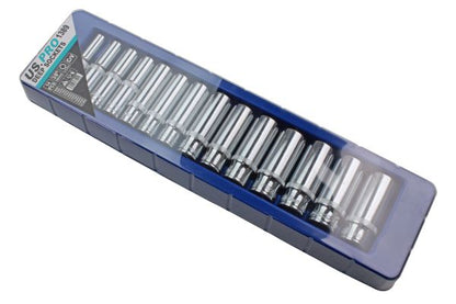 US PRO 14 pc 3/8 Dr 8-21mm Deep Single Hex Socket Set 6 point B1389