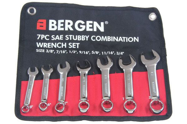 BERGEN 7pc SAE AF STUBBY COMBINATION SPANNER WRENCH SET B1850