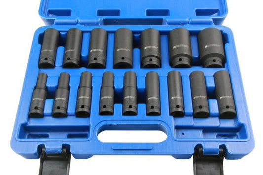 Bergen 16pc 1/2'' Dr 6-Point 10-32mm Deep Impact Socket Set B1358