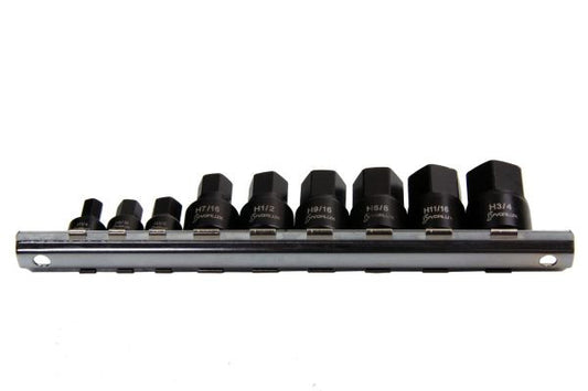 VORLUX 9pc 1/4"-3/4"dr Stubby Impact SAE Hex Bit Socket Set AF Allen B1349