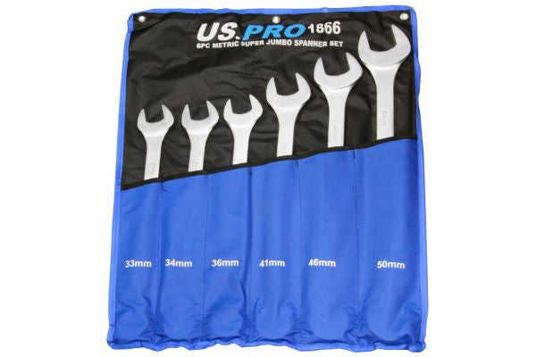US PRO 6 piece Super Jumbo Combination Spanner Set Wrench 33-50mm B1865