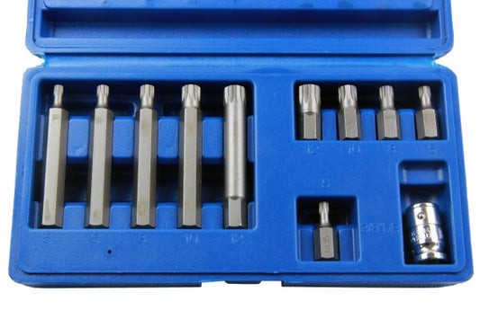 US PRO 11pc Spline Set M5-6-8-10-12 With Adaptor Socket B1484