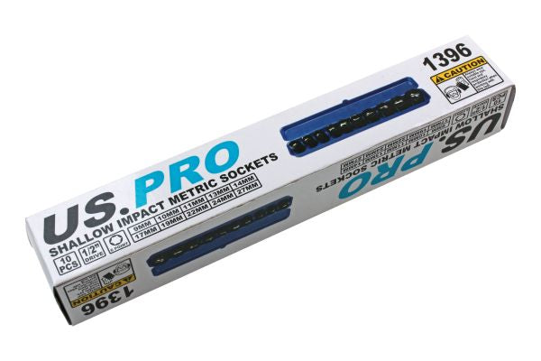 Us PRO 10pc 1/2"dr SHALLOW IMPACT SOCKET SET Metric MM B1310