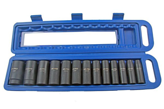 US PRO 13PC 1/2 DR 12PT DEEP IMPACT SOCKETS SAE B1485