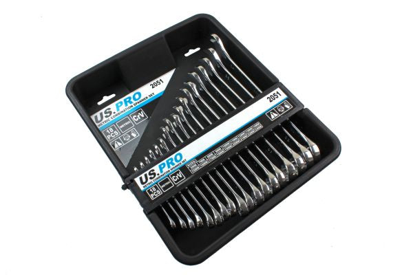 US PRO 18pc Metric Combination Spanner Wrench Set 6mm to 24mm B2051