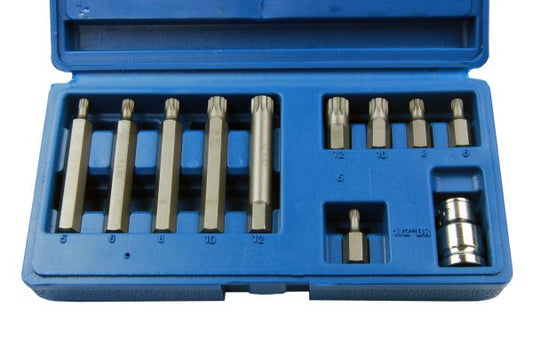 Bergen 11pc 1/2" Dr Short & Long Spline Bit Set M5 M6 M8 M10 M12 B1294