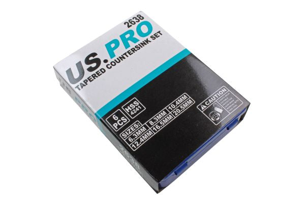 US PRO 6pc TAPERED COUNTERSINK DRILL SET HSS B2638 6.3-20.5mm