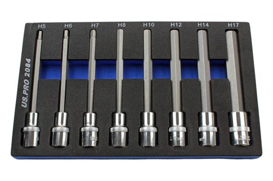 US PRO 8pc 1/2"Dr LONG HEX SOCKET BITS KEY SET Allen 140mm B2084