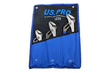 US Pro 3pc WATERPUMP Pipe Wrench Pliers Grips Water Pump Set B1830 200, 250, 300mm