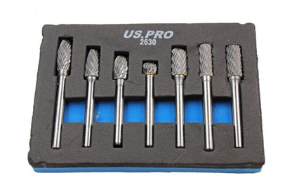 US Pro 7pc 6mm Carbide Burr Set Burrs Tungsten Steel (Diamond Cut)