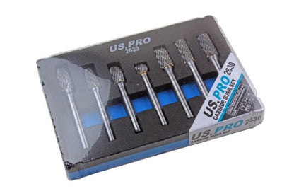 US Pro 7pc 6mm Carbide Burr Set Burrs Tungsten Steel (Diamond Cut)