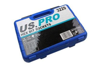 US Pro 30pc 1/2"Dr HEX Allen Key Bit Socket Set Hexagon B3229