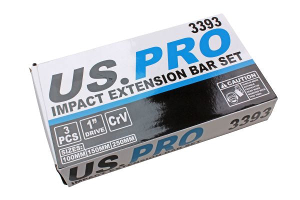 US Pro 3PC 1" Dr Impact Extension Bars Set B3393