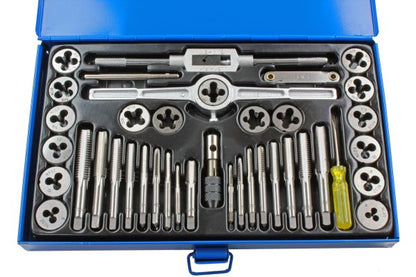 US Pro 40PC SAE TAP AND DIE SET AF 4-40 TO 1/8-27 SAE THREADS B2626