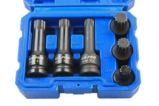 US PRO B1379 M14 M16 M18 Spline Bit Sockets, Impact Wrench M14/M16/M18