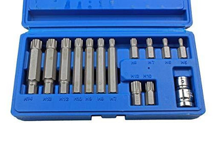 US Pro by Bergen 14pc 1/2''Dr Ribe Socket Bit Set M5-M14 Polydrive 30-75mm B2238
