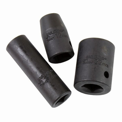 US Pro 37pc Impact Sockets Set Metric Imperial SAE AF 6 point 8-24mm 5/16-1 inch