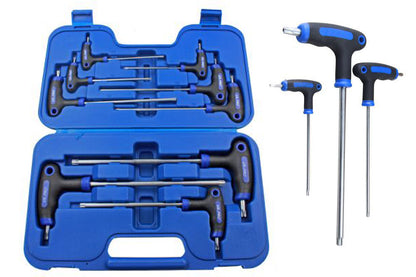 US Pro Torx 9 Piece Long Reach T Handle Magnetic Star TRX Key Chrome Vanadium Key Set