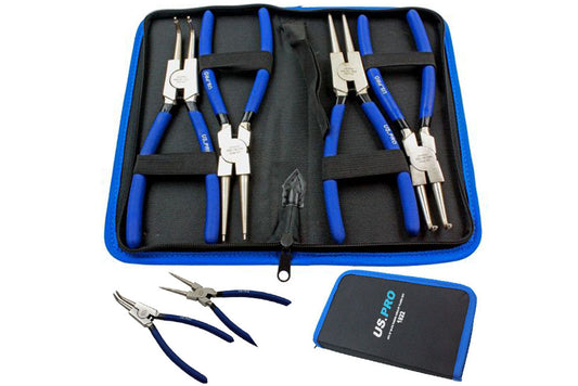 US PRO 4PC 9'' Circlip Plier Set, 225mm Snap Ring Pliers Internal External Ni-FE
