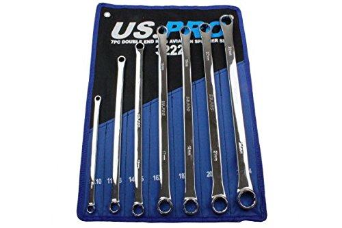 US PRO B3222 7 Piece Aviation Double Ended Ring Extra Long Spanner Set 8-24mm