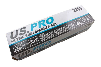 US Pro Offset Double Ring Spanners 12 Point Swan Neck Double Box Wrench Tool Set