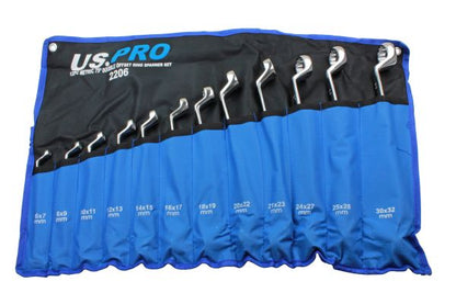 US Pro Offset Double Ring Spanners 12 Point Swan Neck Double Box Wrench Tool Set