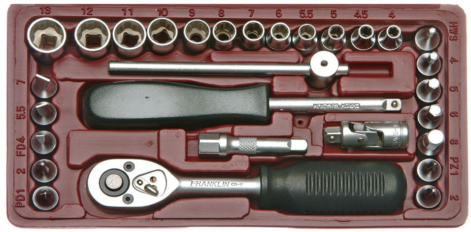 Franklin Tools 29pc Socket Set 1/4" dr FT1429