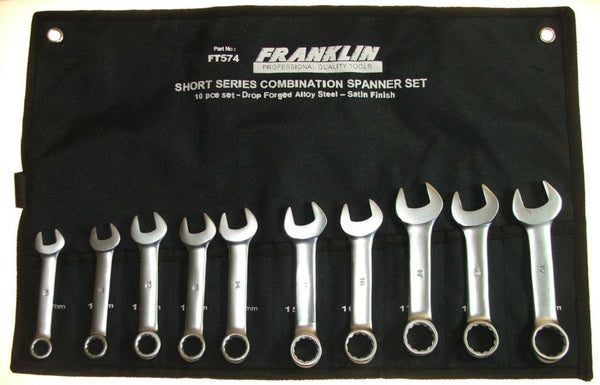 Franklin Tools 10pc Short Combi Spanner Set 8-19 FT574